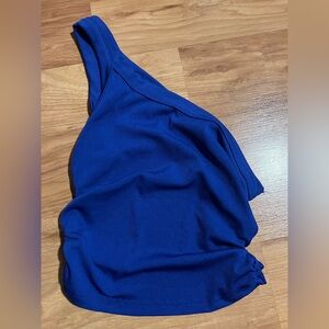 SHEIN One-Shoulder Ribbed Crop Top - Royal Blue